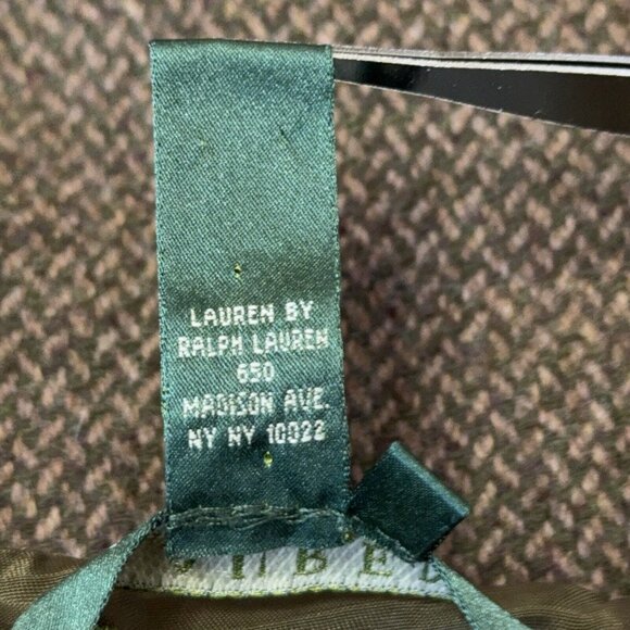 Vtg Lauren Ralph Lauren Wool Tweed Skirt Sz 12 Olive Green Beige Lined A Line - Picture 7 of 9